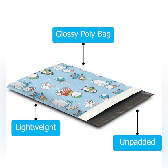 Christmas Animals 20 Poly Mailers pack of 20 size 10 x 13 multi color - Picture 3 of 4